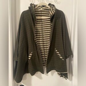 Oddy oversized stripe hooded boxy fit cardigan jacket
